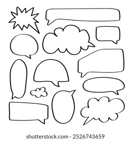 Doodles Set of Speech Bubbles in Modern Minimalistic Style