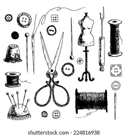 doodles of sewing elements