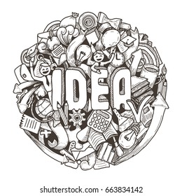 Doodles sketch concept for idea, business, finance and communication. Vector illustration.
