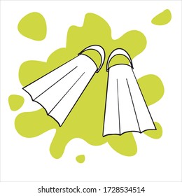  Doodles sketch illustration of flippers. Simple flat illustration of swimming equipment 