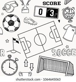 Doodles soccer icon and elements