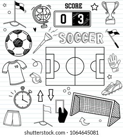 Doodles soccer icon and elements