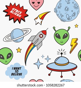 Doodles space aliens elements 