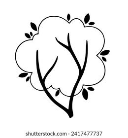 Doodles de matorral de primavera, árbol. Elemento botánico decorativo. Gráficos vectoriales.