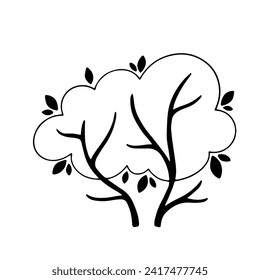 Doodles of spring bush, tree. Decorative botanical element. Vector graphics.