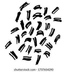 Doodles texture elements. Vector hand drawn artistic textures, creative cards, unique template background, dust grain, pencil hatching, scratches, isolated objects. Artistic design background