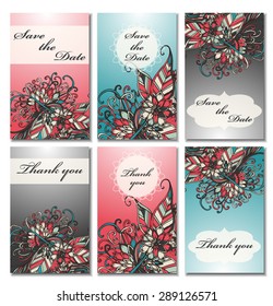Doodles vector card templates. Can be used for Save The Date, baby shower, mothers day, valentines day, birthday cards, invitations. Template Vector response card save the date card