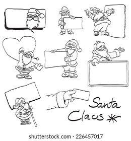 doodles vector hand drawn of santa claus and blank frame for your text.