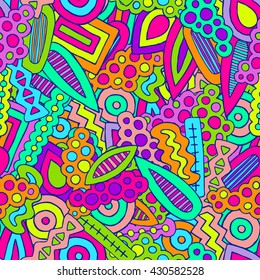 Doodles vector pattern. Abstract ethnic elements background. 