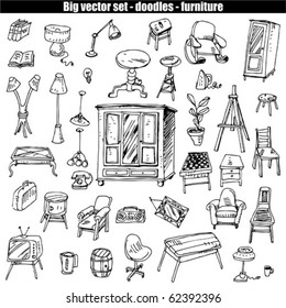 doodles vector set - furniture