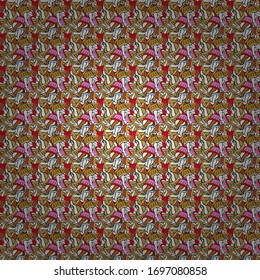 Doodles yellow, white and black on colors. Seamless Sketch nice background. Abstract pattern for wrapping paper Vector illustration.