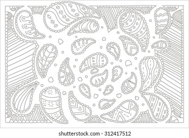 Doodles, zentangle stylized, vector, illustration, pattern, freehand pencil, flowers, petals, background, colorful, lace, black and white