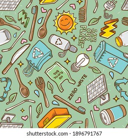 doodles zero waste hand drawn seamless pattern background