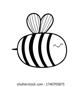 Una abeja estilo Doodle aislada en un fondo blanco. Imagen estilizada de una abeja voladora. Dibujo para tela u otros productos de recuerdo. Icono de un sitio sobre apicultura.