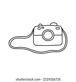 Doodle-style camera. Isolated on a white background. Vector illustration.