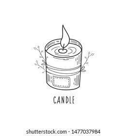 A doodle-style candle drawing. Vector illustration by the hand of candle aroma.