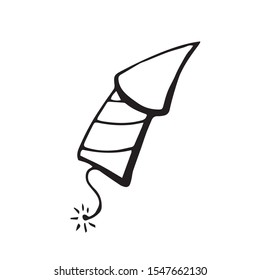 a doodle-style firecracker on a white background , vector 