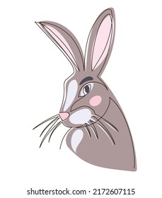 Doodle-style hare. Animal. Symbol 2023. Stock vector illustration, isolated on white background