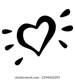 Un corazón de doodle. El patrón cardiaco está aislado en un fondo blanco. Ilustración vectorial para su diseño gráfico.
