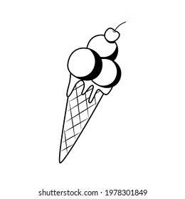 Doodle-style ice cream. Vector illustration isolated on a white background.