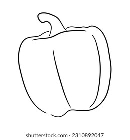 Doodle-style icon featuring a hand-drawn black sketch of a pepper. Vector illustration.