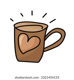 Doodle-style mug illustration, flat vector illustration