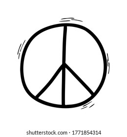 A Doodle-style peace sign isolated on a white background. Symbol of peace. Vector illustration.