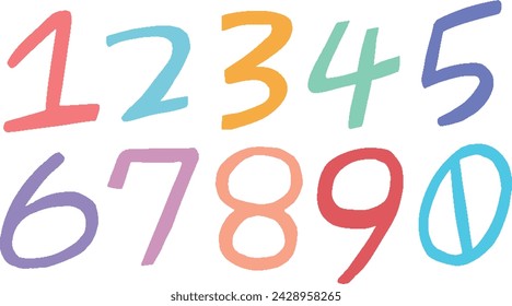 Doodle-style pop and colorful number character illustration set