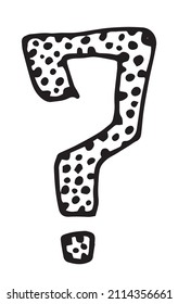 Ein Fragezeichen im Doodle-Stil. Ein handgezeichnetes Fragezeichen im Doodle-Stil mit einer Textur aus kleinen Punkten, isolierter schwarzer Umriss auf weiß für eine Designvorlage