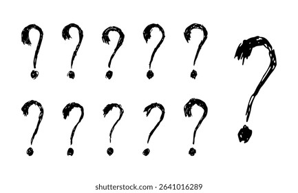 Doodle-style question marks vector hand-drawn design element.