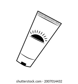 Un protector solar de estilo doodle. Ilustración vectorial de corte.