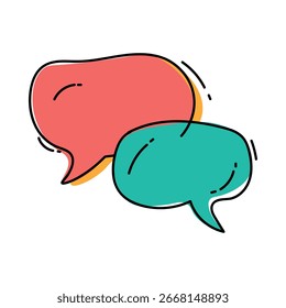 Doodle-style unique speech bubbles with hand-drawn effect. Enriched with artistic style and colors.