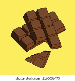 Doodling freehand outline sketch drawing of a chocolate bar. Healthy diet lifestyle concept.