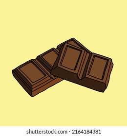 Doodling freehand outline sketch drawing of a chocolate bar. Healthy diet lifestyle concept.