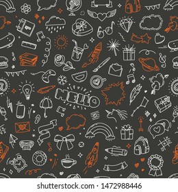 Doodling seamless background. Abstract vector illustration 