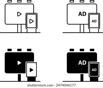 DOOH icon, Digital Out-Of-Home ,  vector illustration