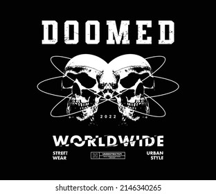 Doomed skull Retro Poster With Pixel Style t shirt design, vector graphic, typographic poster or tshirts street wear and Urban style