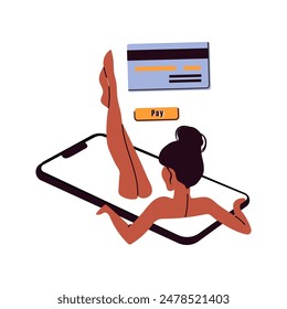 Doomscrolling at social media concept. Addiction to online shopping