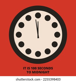 Doomsday clock in flat style. Vector illustration