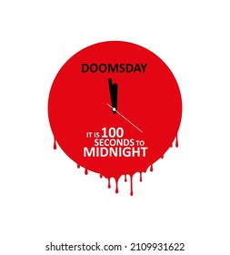 Doomsday Clock Sign On White Background