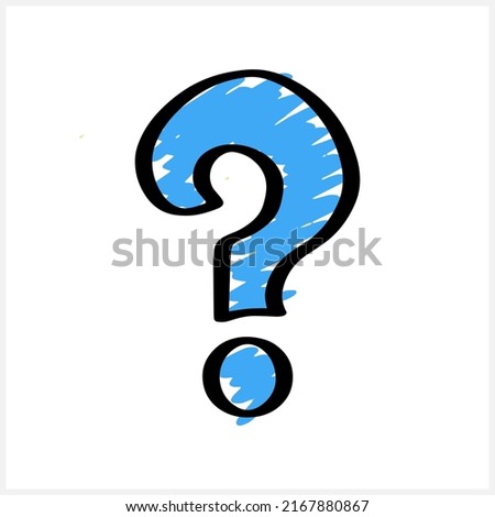 Dooodle question icon. Sketch attention sign. Vector stock illustration. EPS 10