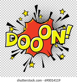 Dooon Halftone circle on transparent background. Vector set. Comic text. Vector bubble icon speech phrase. Comics book balloon. Halftone background.