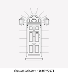 Door 221b icon line element. Vector illustration of door 221b icon line isolated on clean background for your web mobile app logo design.