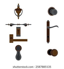 Door accessories vector pack features a detailed collection of door accessory illustrations. It includes an assortment of designs suitable for home decor projects.