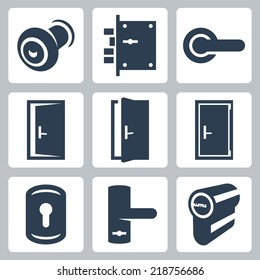 Door and accessory equipment vector icons set