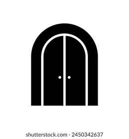 Door arch icon. Gates. Black silhouette. Front view. Vector simple flat graphic illustration. Isolated object on a white background. Isolate.