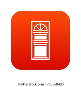 Door with an arched glass icon digital red for any design isolated on white vector illustration