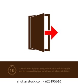 door with an arrow in the direction of exit
