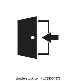 Diseño de icono de flecha de puerta aislado en fondo blanco