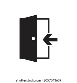 Diseño de icono de flecha de puerta aislado en fondo blanco